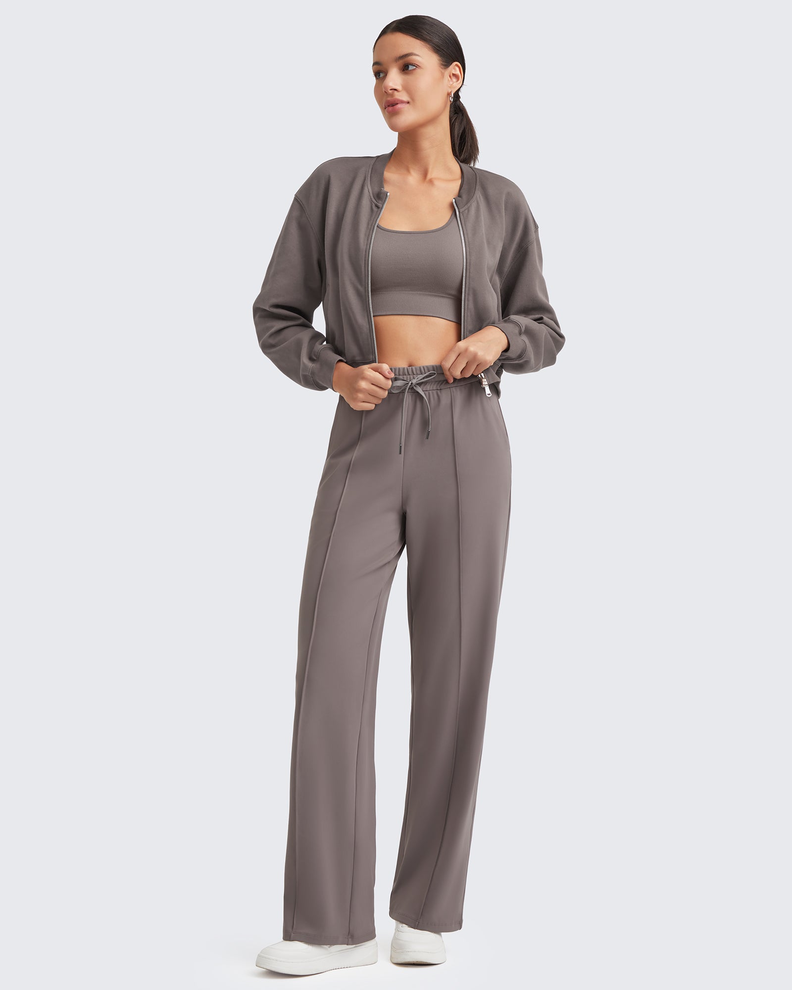 G4Free - Loose Front Pleats Drawstring Casual Pants -GF24J310AA-S
