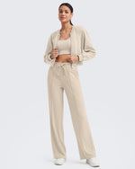 G4Free - Loose Front Pleats Drawstring Casual Pants -GF24J310AA-S