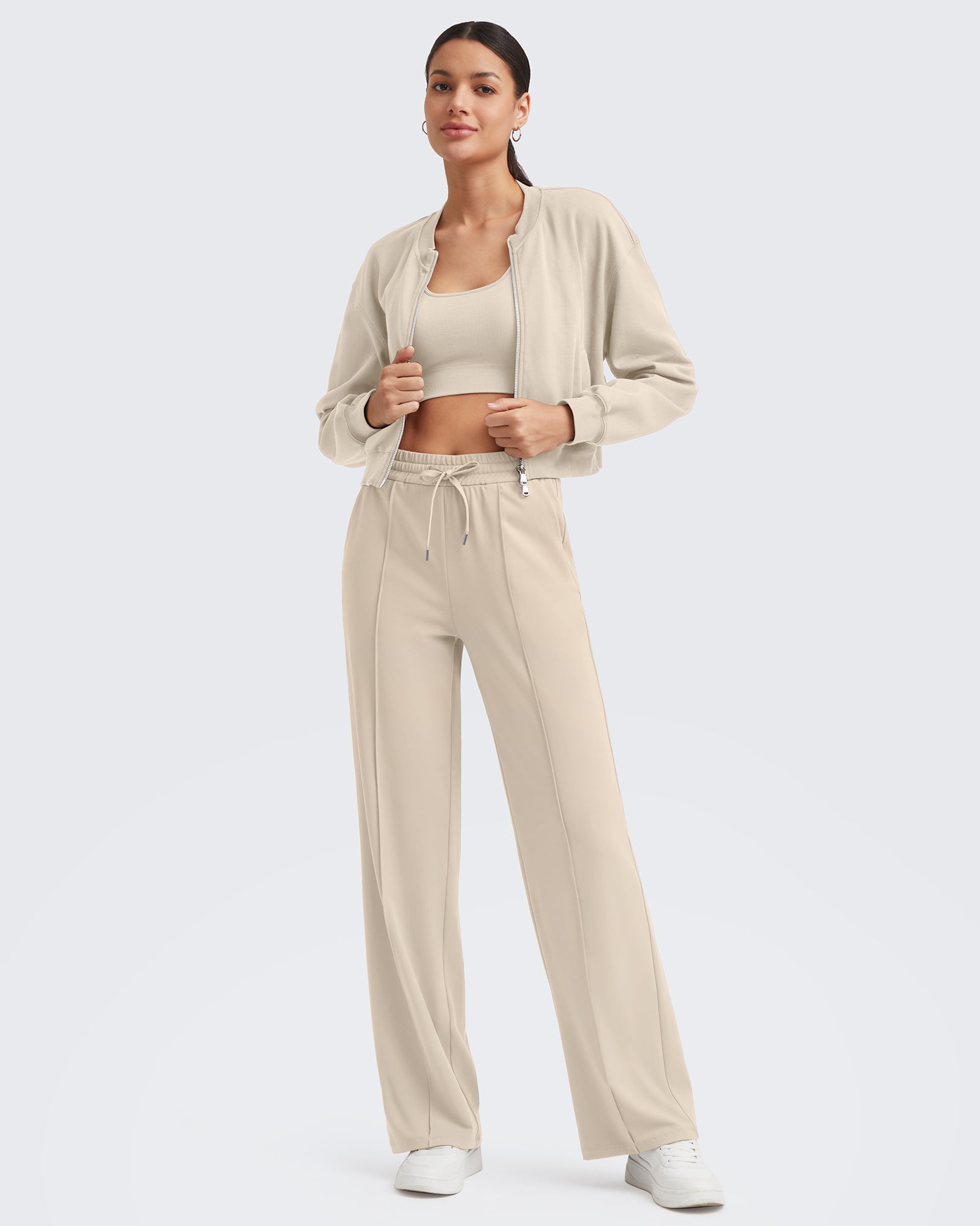 G4Free - Loose Front Pleats Drawstring Casual Pants -GF24J310AA-S