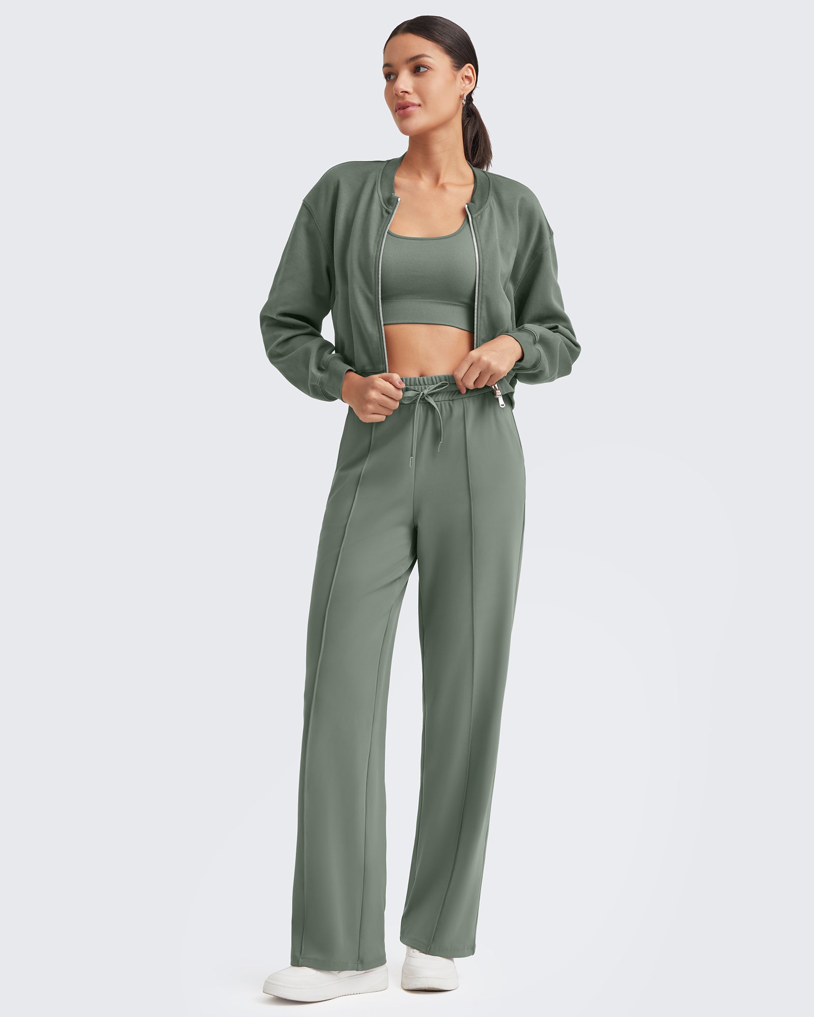 G4Free - Loose Front Pleats Drawstring Casual Pants -GF24J310AA-S