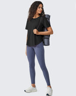 G4Free - Loose Hip Length Short Sleeve Workout Tops -GF24B198AA-S