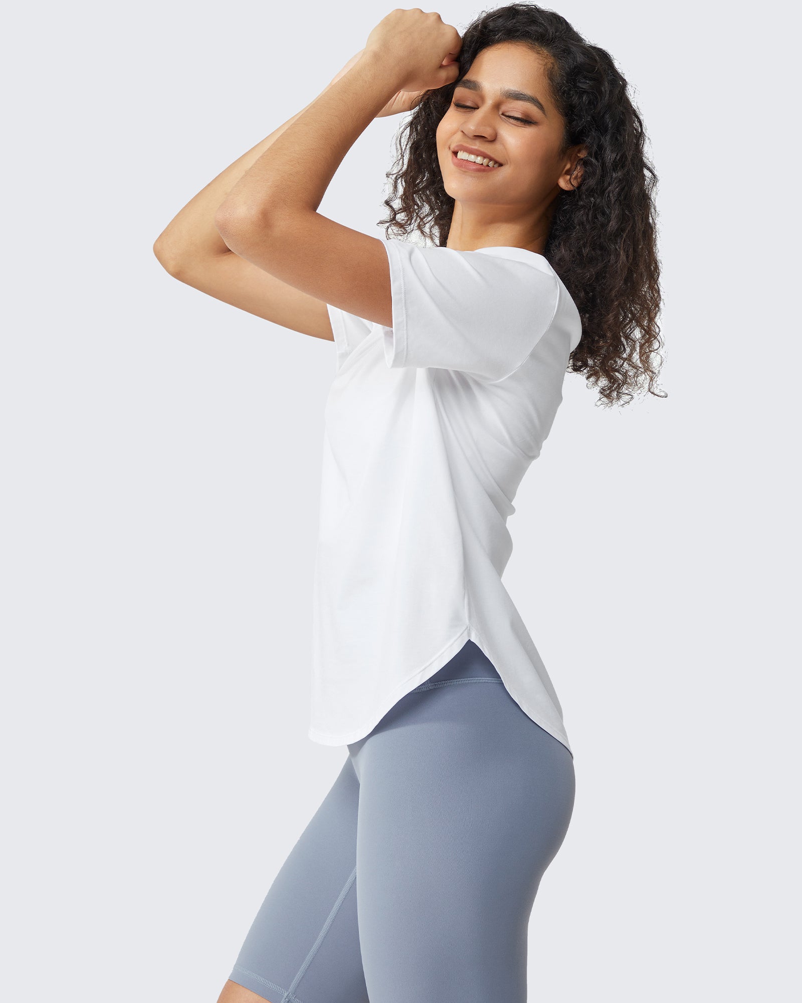 G4Free - Loose Hip Length Short Sleeve Workout Tops -GF24B198AA-S