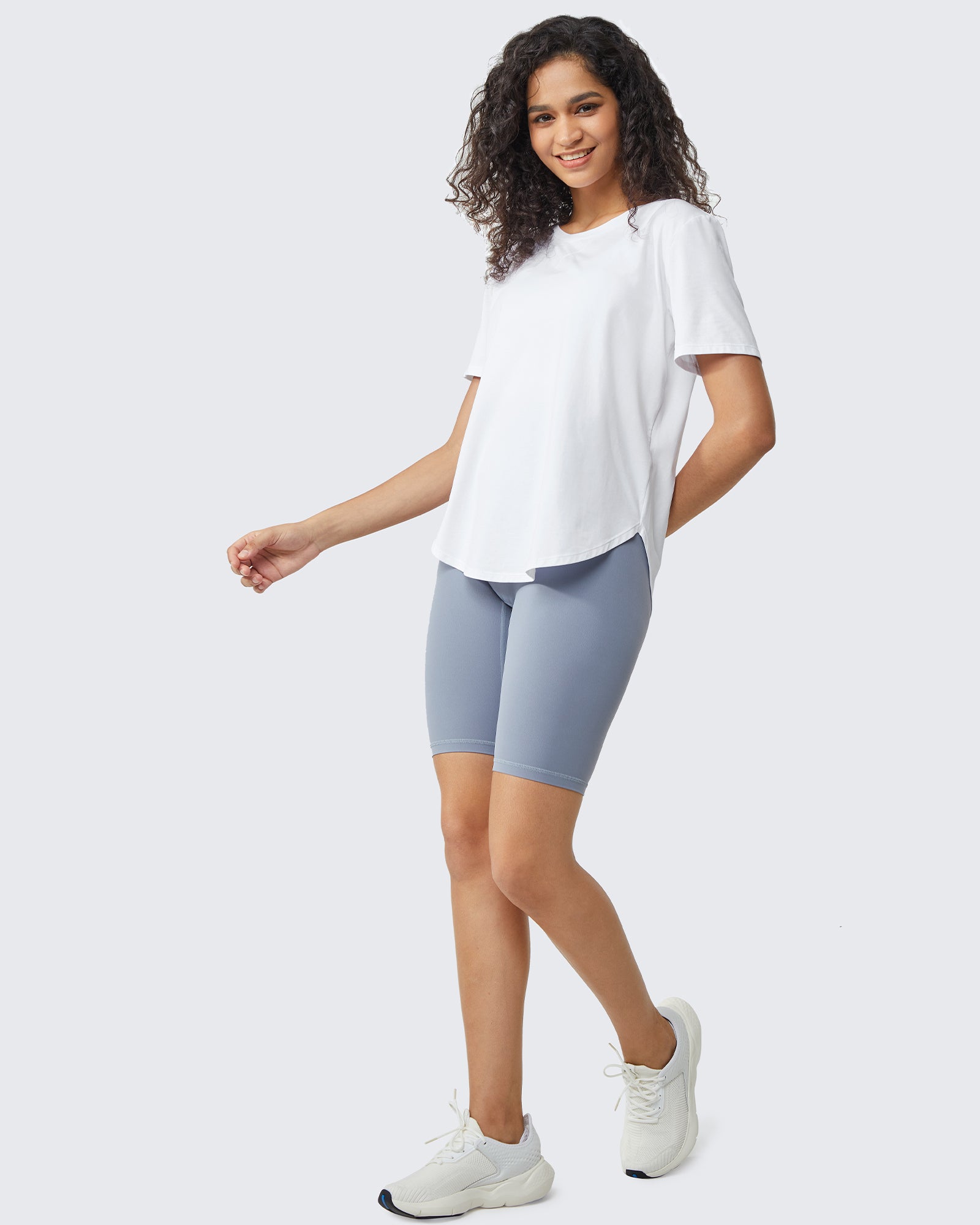 G4Free - Loose Hip Length Short Sleeve Workout Tops -GF24B198AA-S