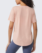G4Free - Loose Hip Length Short Sleeve Workout Tops -GF24B198AA-S