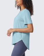 G4Free - Loose Hip Length Short Sleeve Workout Tops -GF24B198AA-S