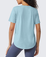 G4Free - Loose Hip Length Short Sleeve Workout Tops -GF24B198AA-S