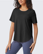 G4Free - Loose Hip Length Short Sleeve Workout Tops -GF24B198AA-S
