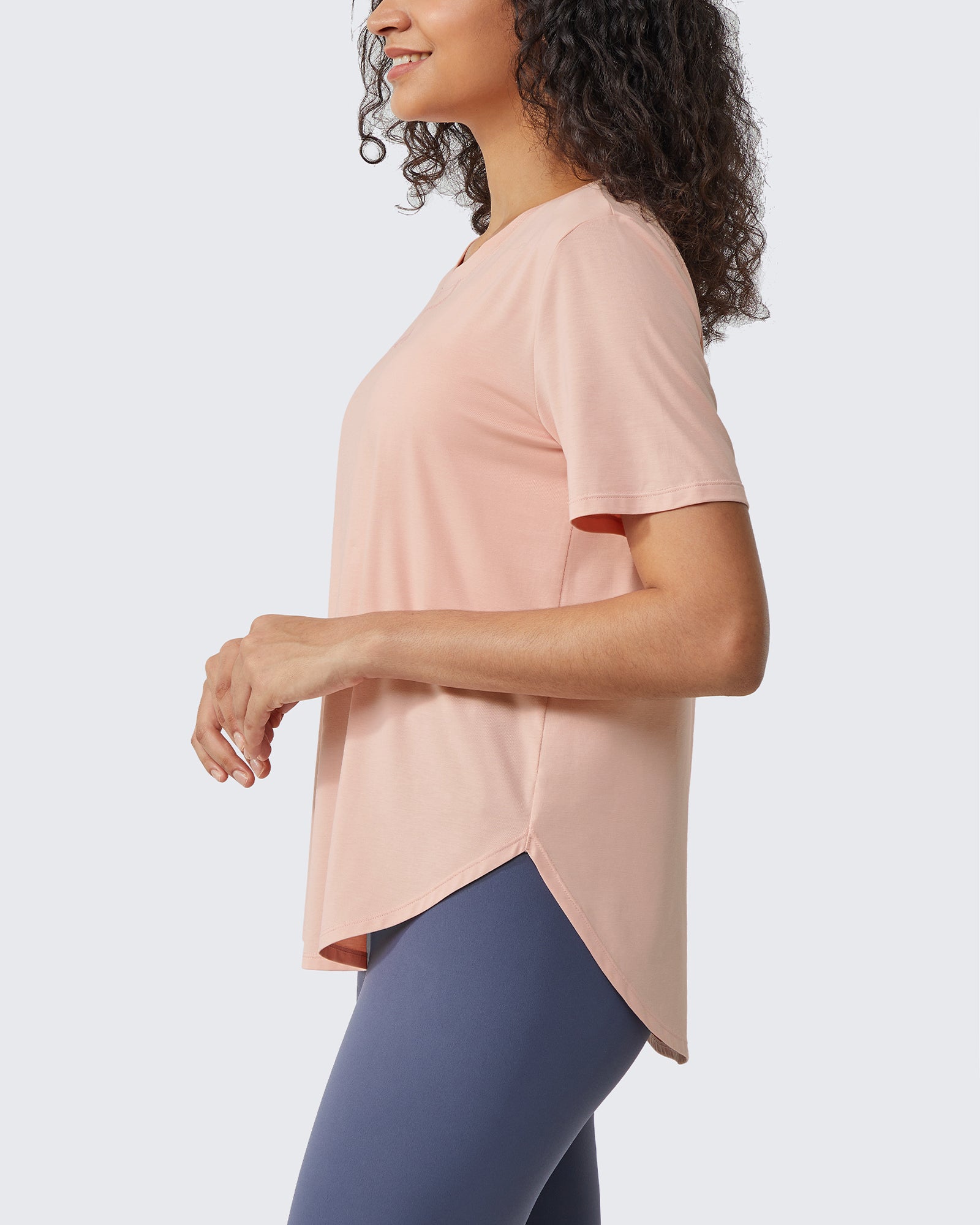 G4Free - Loose Hip Length Short Sleeve Workout Tops -GF24B198EA-S