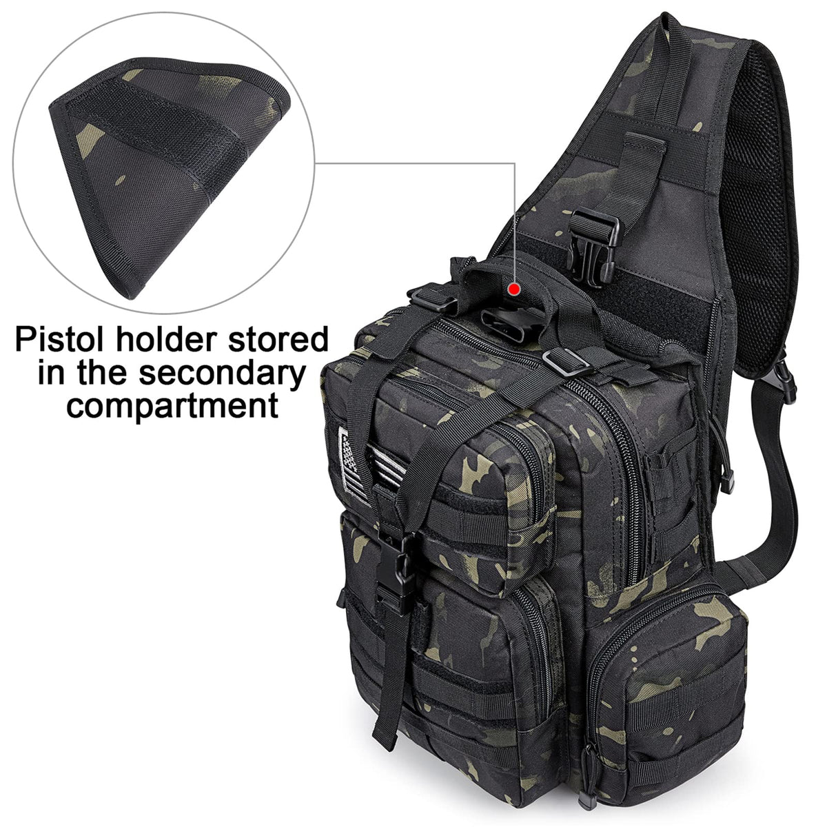 G4Free - Men's Tactical EDC Sling Backpack with Pistol Holster -D02V759D