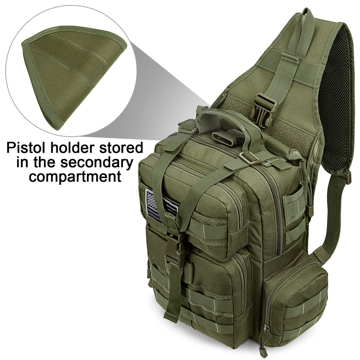 G4Free - Men's Tactical EDC Sling Backpack with Pistol Holster -D02V759D