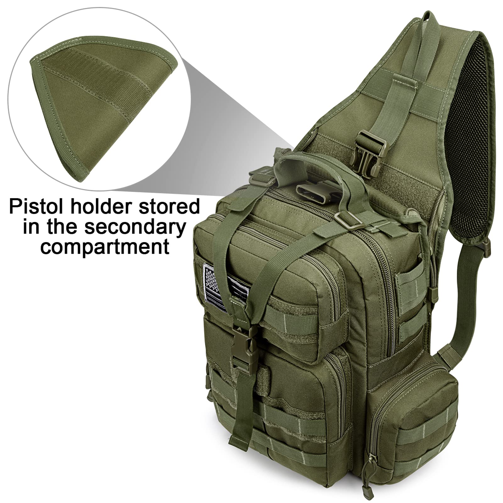 G4Free - Men's Tactical EDC Sling Backpack with Pistol Holster -D02V759D