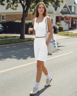 G4Free - Neck Sleeveless Crop Tops G4Free Ribbed Cropped Henley Tank Top -GF26L979A001F-XS