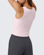 G4Free - Neck Sleeveless Crop Tops G4Free Ribbed Cropped Henley Tank Top -GF26L979A001F-XS