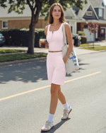 G4Free - Neck Sleeveless Crop Tops G4Free Ribbed Cropped Henley Tank Top -GF26L979A001F-XS