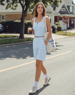 G4Free - Neck Sleeveless Crop Tops G4Free Ribbed Cropped Henley Tank Top -GF26L979A001F-XS