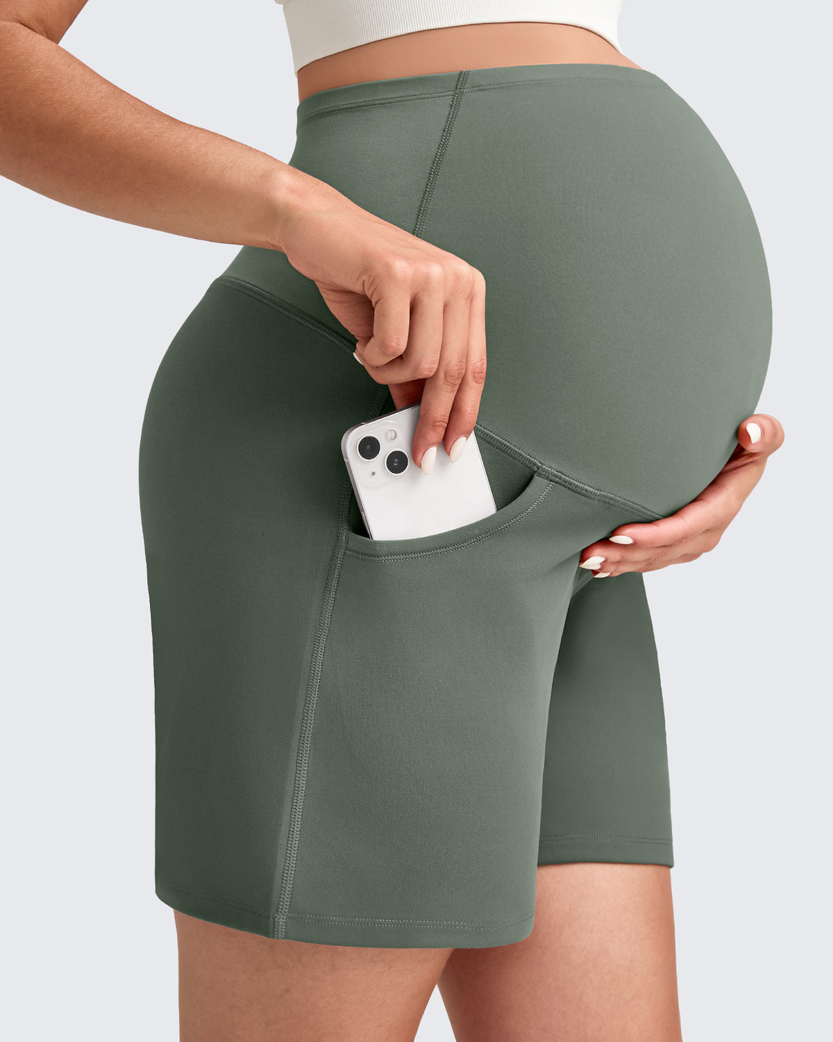 G4Free - Over The Belly Pregnancy Athletic Shorts 6'' -GF25EY556AF-XS