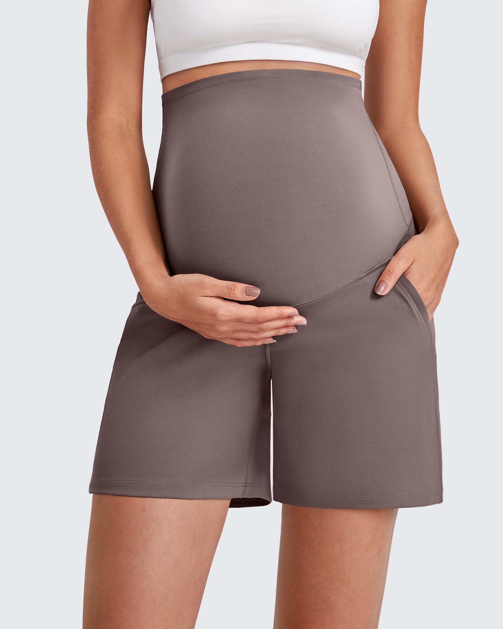 G4Free - Over The Belly Pregnancy Athletic Shorts 6'' -GF25EY556BF-XS