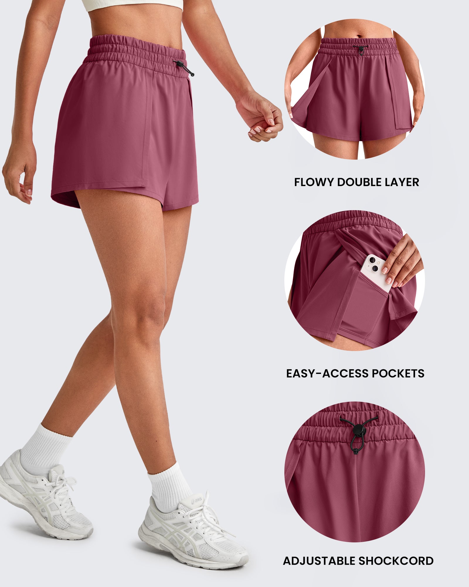 G4Free - Quick Dry 2 in 1 Athletic Running Shorts -GF25E412EA-S