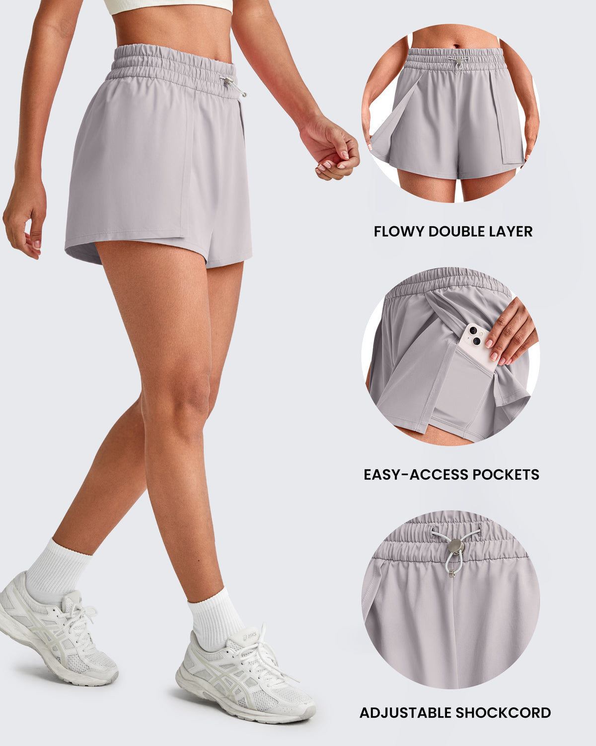 G4Free - Quick Dry 2 in 1 Athletic Running Shorts -GF25E412EA-S