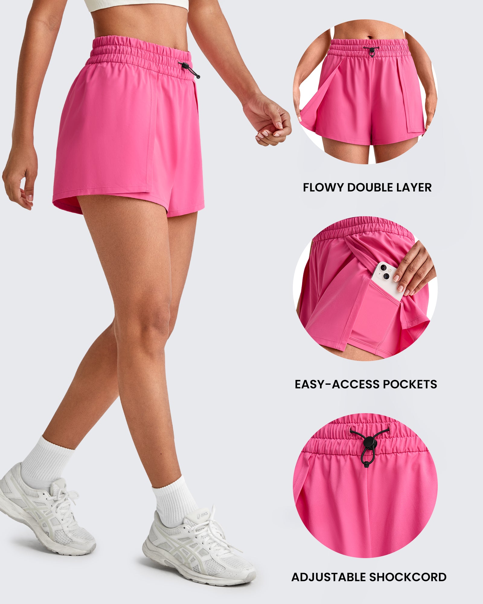 G4Free - Quick Dry 2 in 1 Athletic Running Shorts -GF25E412EA-S