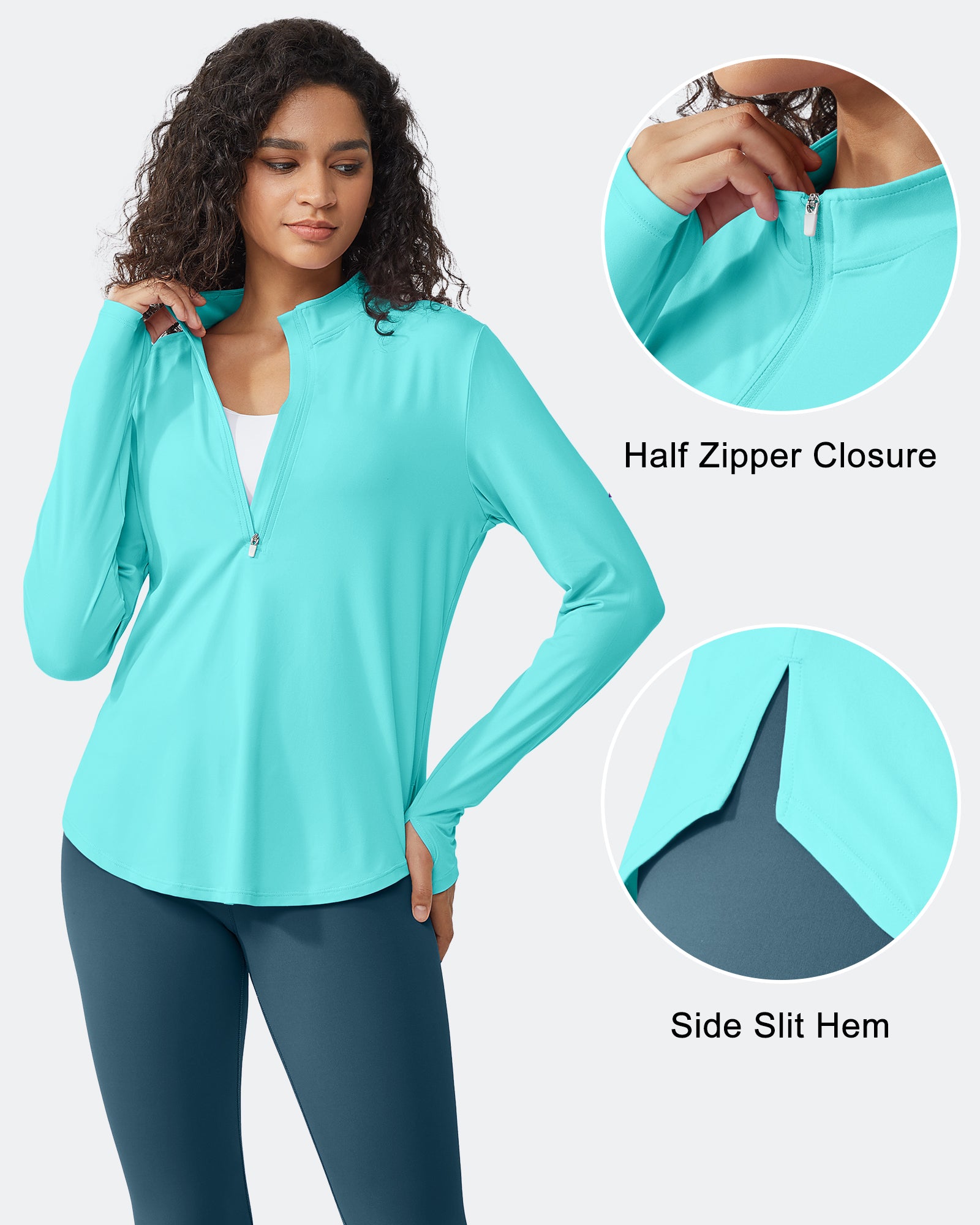 G4Free - Quick Dry High Neck Sun Half Zip Tops -GF23B126KF-XS