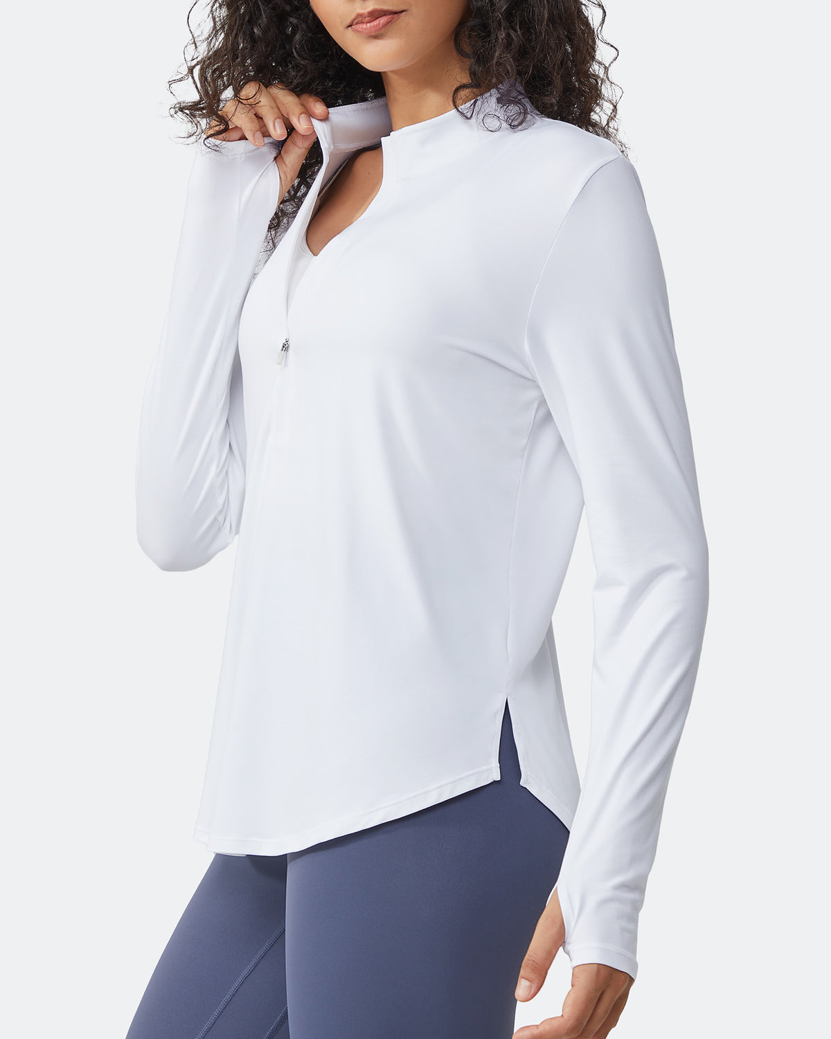 G4Free - Quick Dry High Neck Sun Half Zip Workout Tops -GF23B126AF-XS