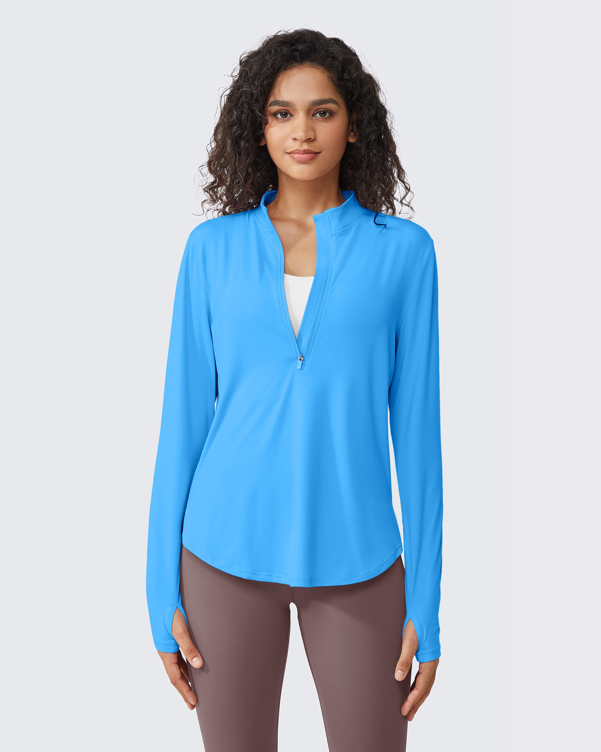 G4Free - Quick Dry High Neck Sun Half Zip Workout Tops -GF23B126BF-XS