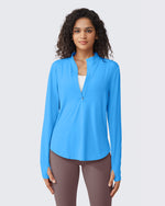 G4Free - Quick Dry High Neck Sun Half Zip Workout Tops -GF23B126BF-XS