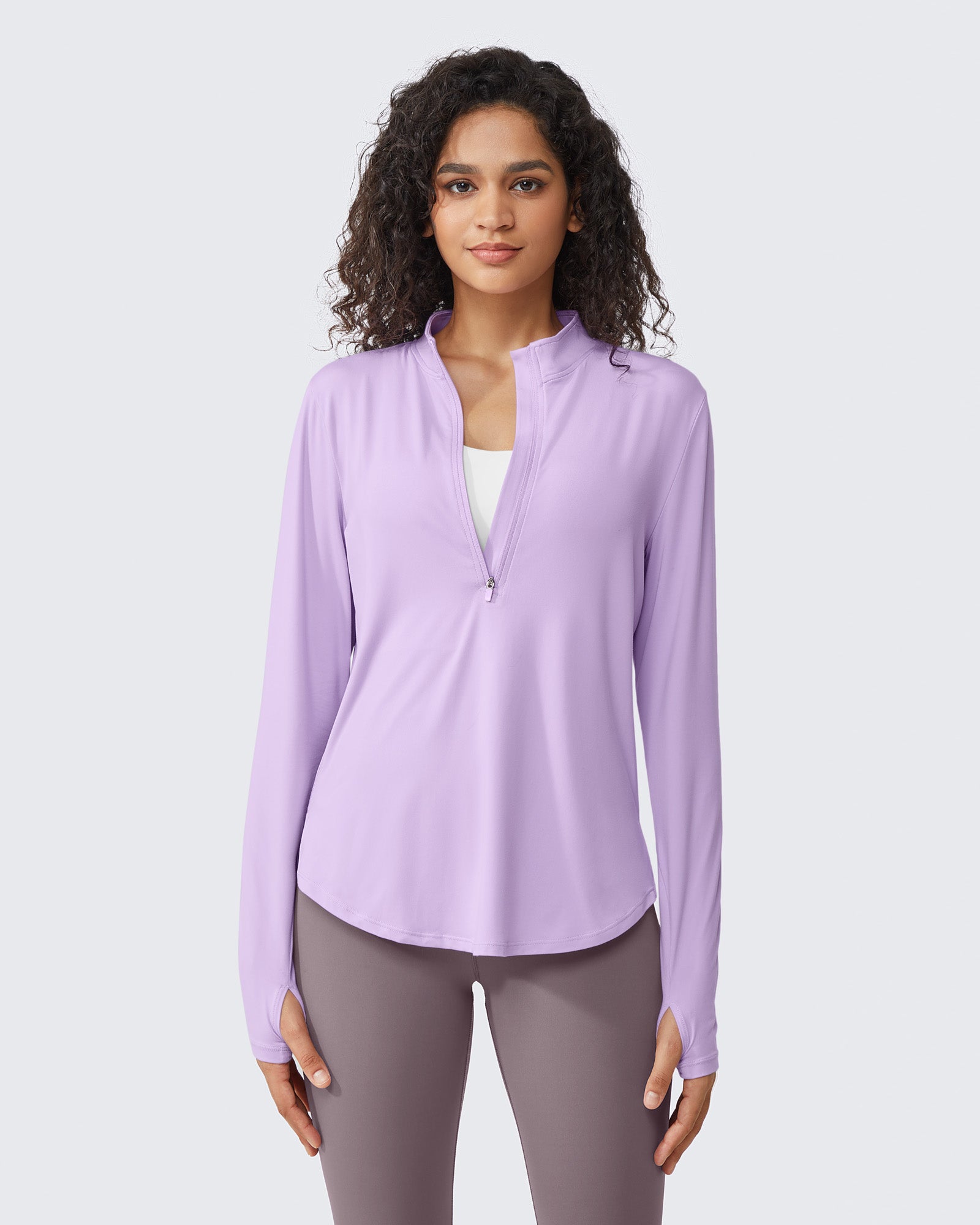 G4Free - Quick Dry High Neck Sun Half Zip Workout Tops -GF23B126CF-XS