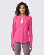 G4Free - Quick Dry High Neck Sun Half Zip Workout Tops -GF23B126EF-XS