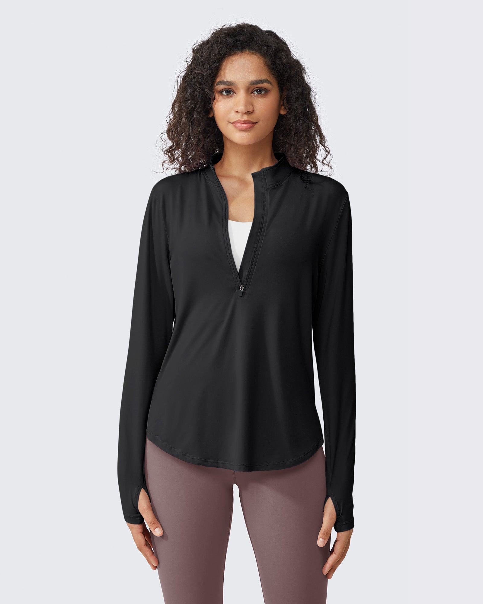 G4Free - Quick Dry High Neck Sun Half Zip Workout Tops -GF23B126GF-XS