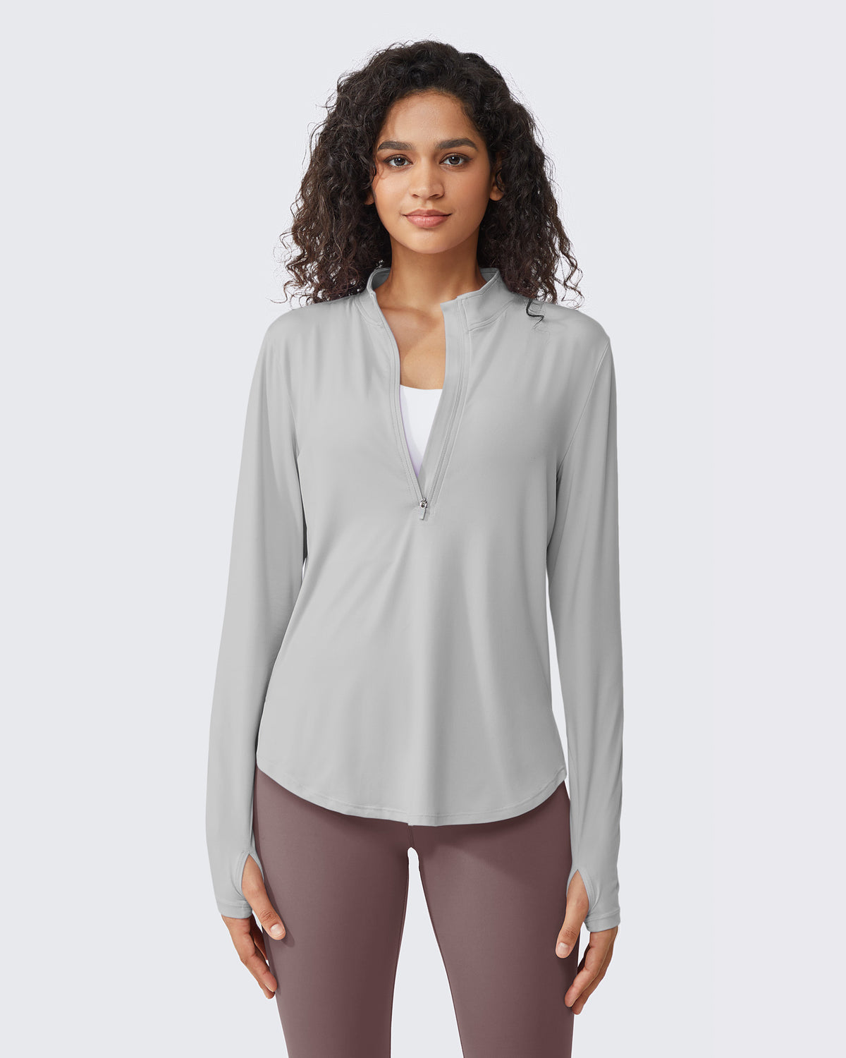 G4Free - Quick Dry High Neck Sun Half Zip Workout Tops -GF23B126IF-XS