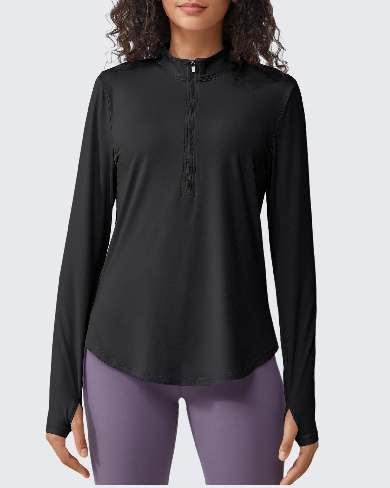 G4Free - Quick Dry High Neck Sun Half Zip Workout Tops -GF23B126KF-XS