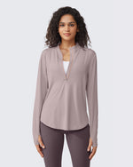 G4Free - Quick Dry High Neck Sun Half Zip Workout Tops -GF23B126KF-XS