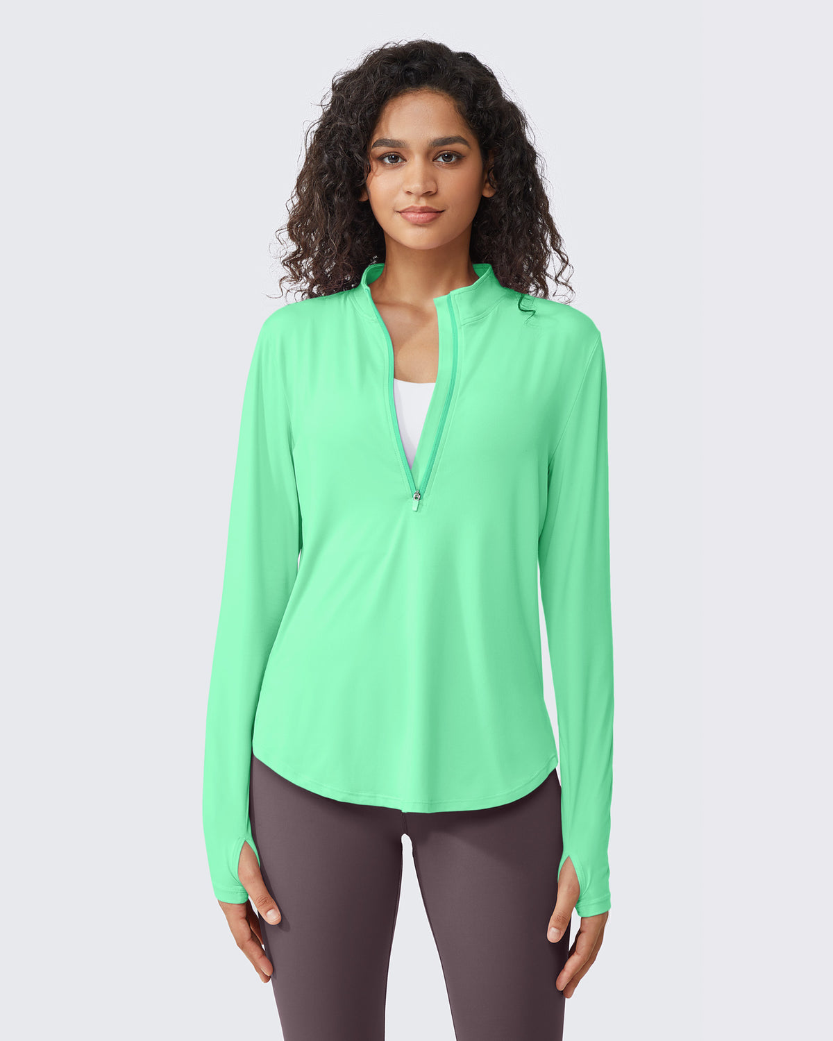 G4Free - Quick Dry High Neck Sun Half Zip Workout Tops -GF23B126KF-XS
