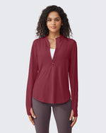 G4Free - Quick Dry High Neck Sun Half Zip Workout Tops -GF23B126KF-XS