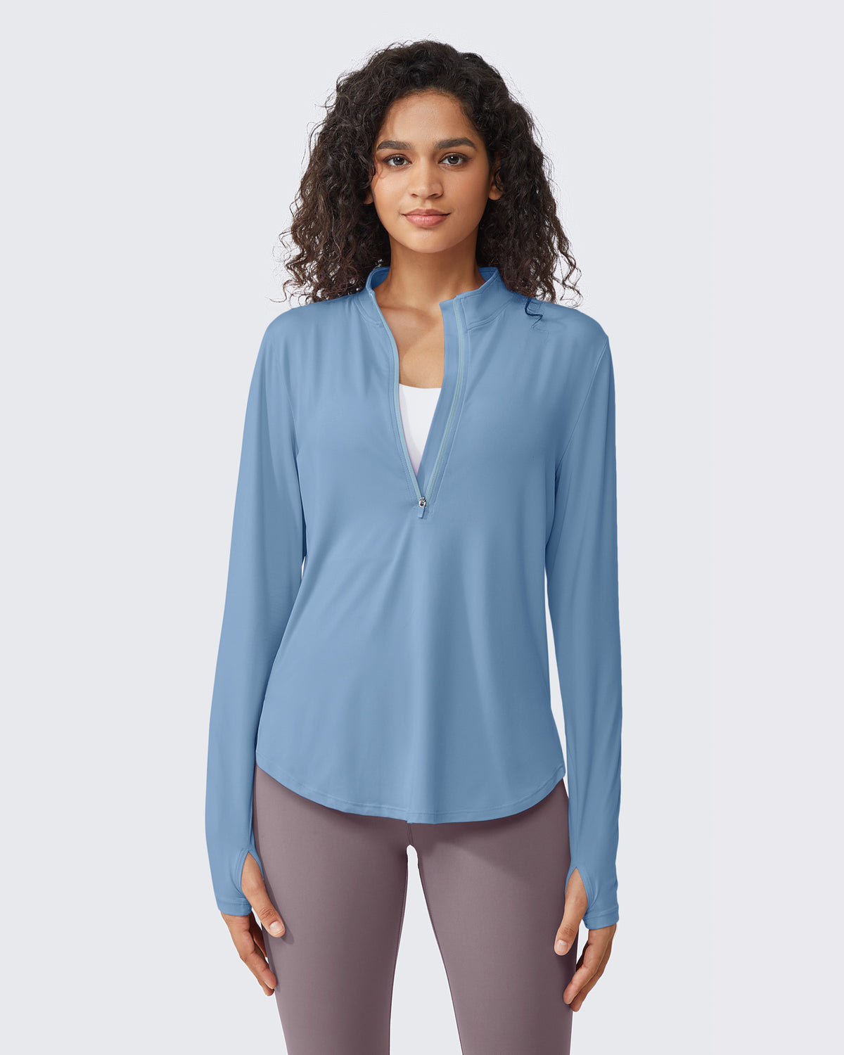 G4Free - Quick Dry High Neck Sun Half Zip Workout Tops -GF23B126KF-XS