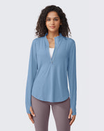 G4Free - Quick Dry High Neck Sun Half Zip Workout Tops -GF23B126KF-XS
