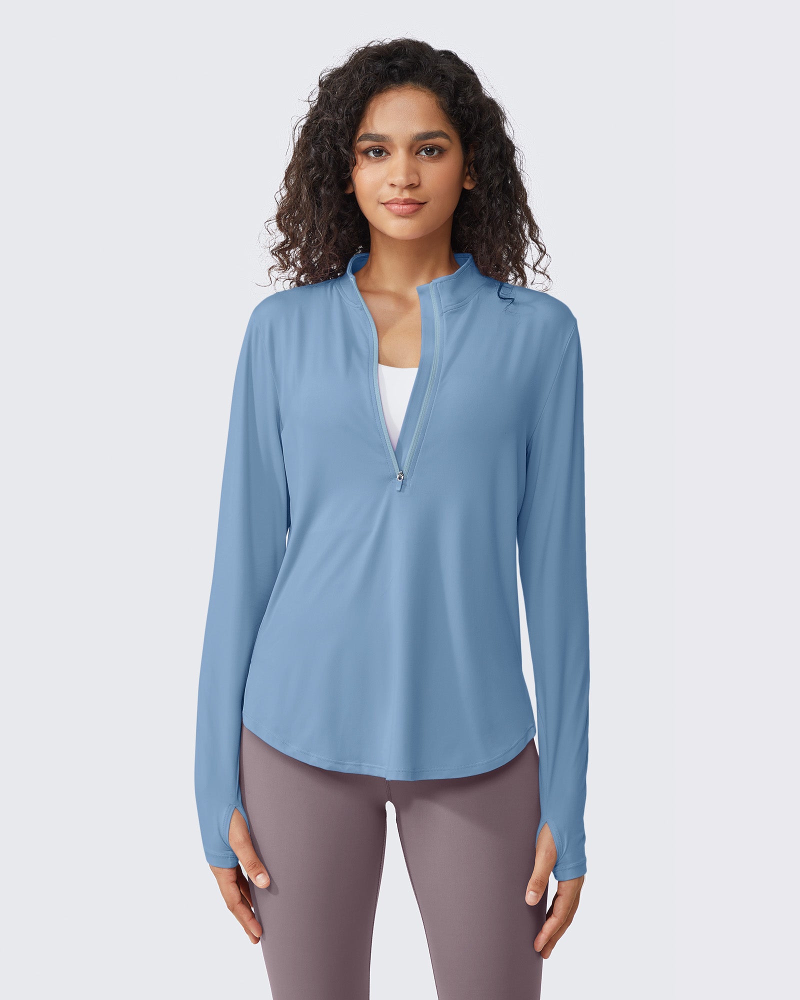 G4Free - Quick Dry High Neck Sun Half Zip Workout Tops -GF23B126KF-XS
