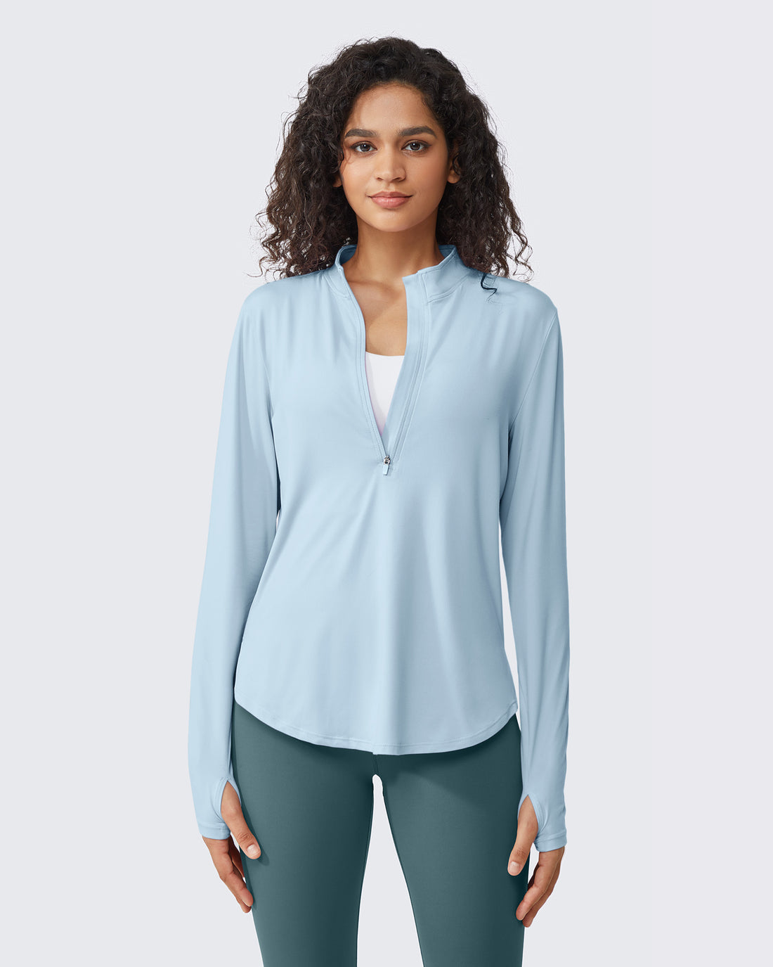 G4Free - Quick Dry High Neck Sun Half Zip Workout Tops -GF23B126KF-XS