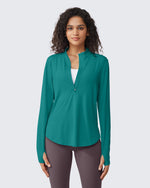 G4Free - Quick Dry High Neck Sun Half Zip Workout Tops -GF23B126KF-XS