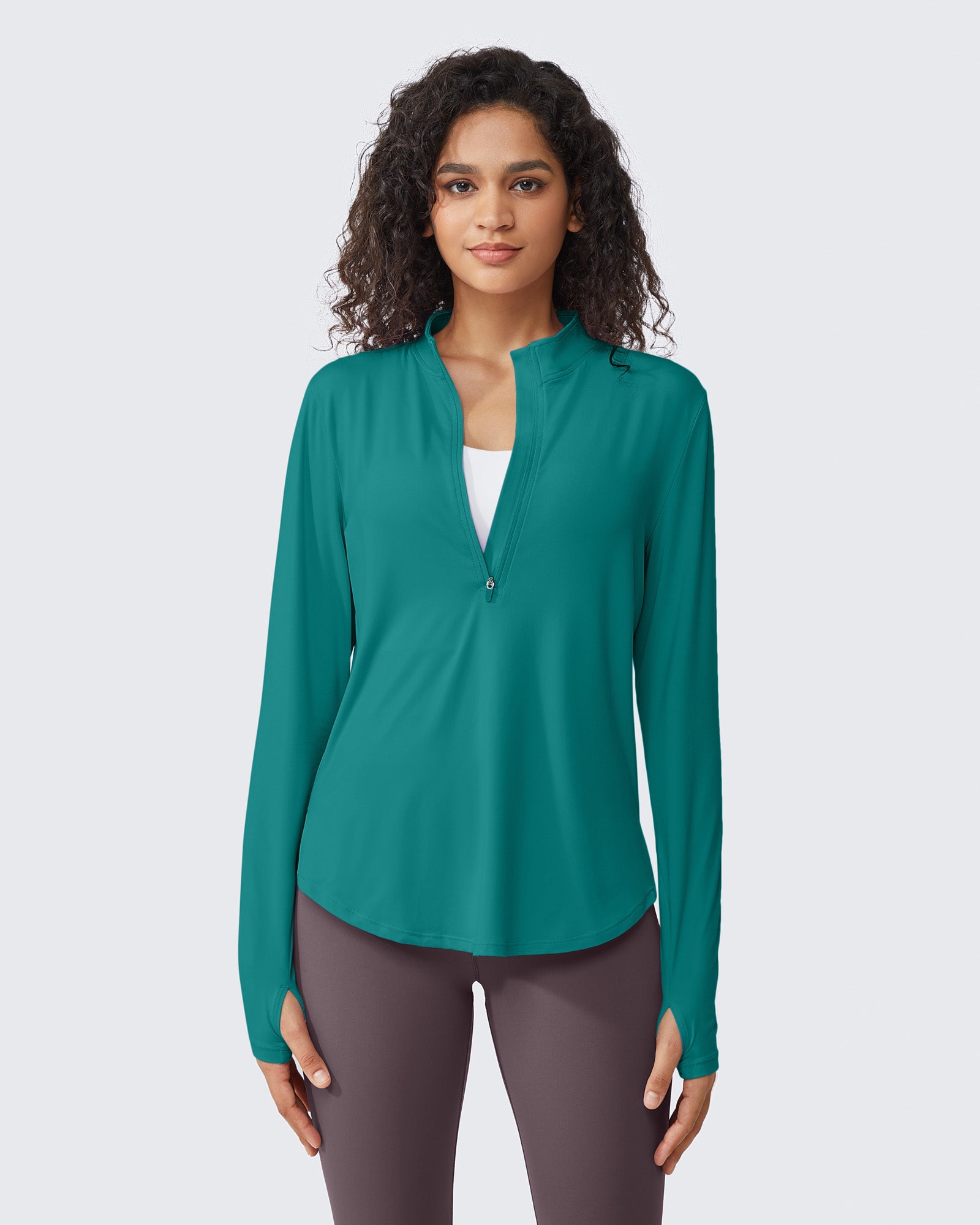 G4Free - Quick Dry High Neck Sun Half Zip Workout Tops -GF23B126KF-XS