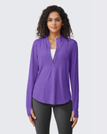 G4Free - Quick Dry High Neck Sun Half Zip Workout Tops -GF23B126KF-XS