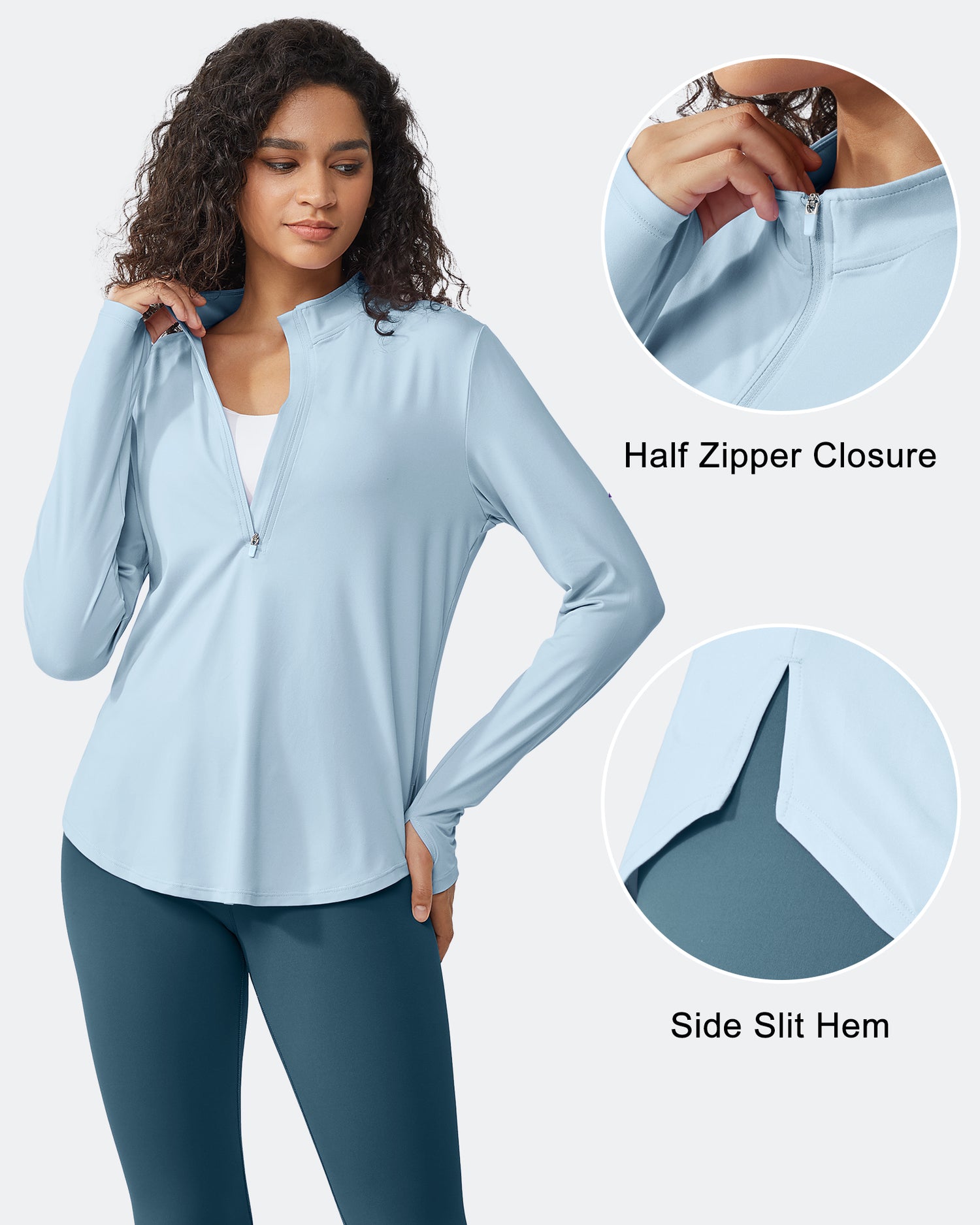 G4Free - Quick Dry High Neck Sun Half Zip Workout Tops -GF23B126KF-XS