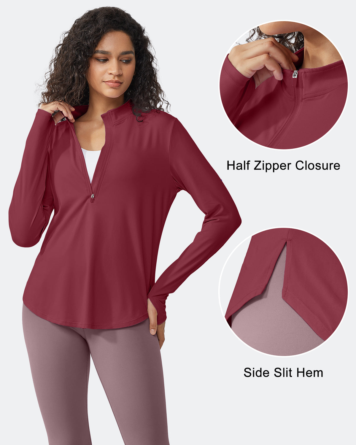 G4Free - Quick Dry High Neck Sun Half Zip Workout Tops -GF23B126KF-XS