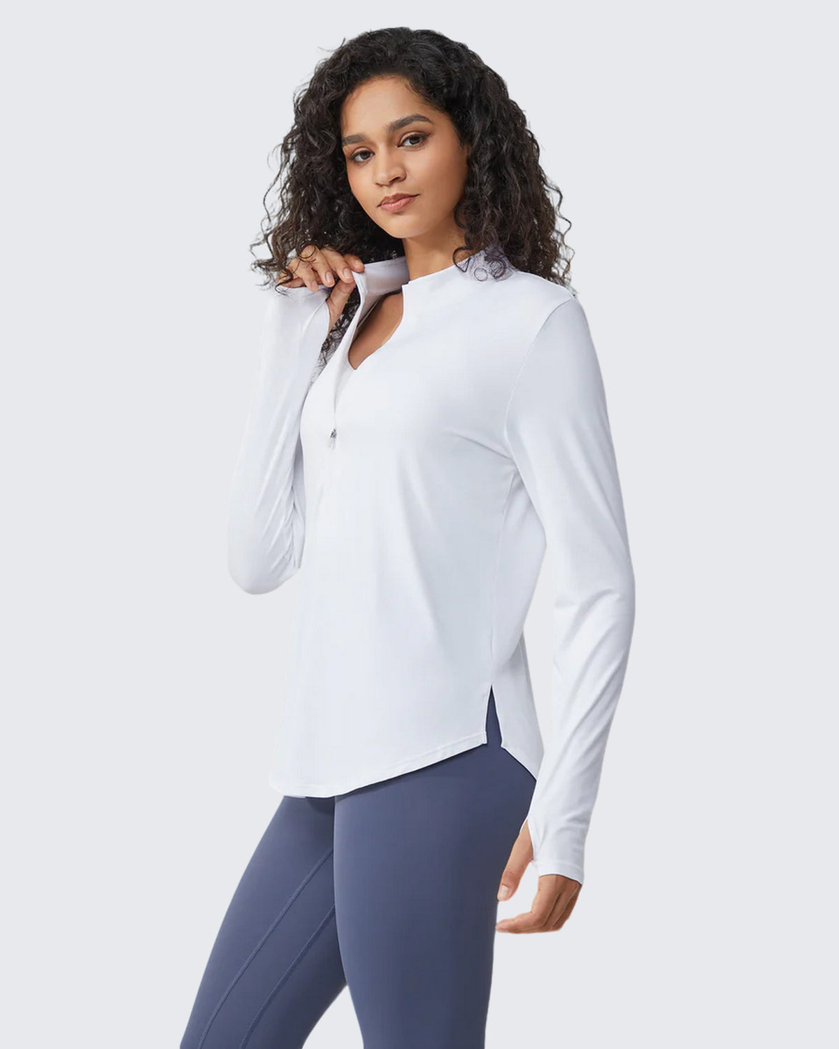 G4Free - Quick Dry High Neck Sun Half Zip Workout Tops -GF23B126KF-XS