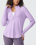 G4Free - Quick Dry High Neck Sun Half Zip Workout Tops -GF23B126KF-XS