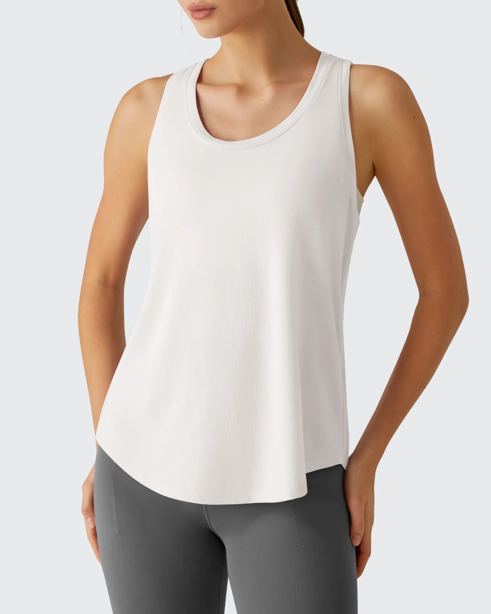 G4Free - Racerback Hip Length Scoop Neck Muscle Tank Tops -GF26L892B004F-XS
