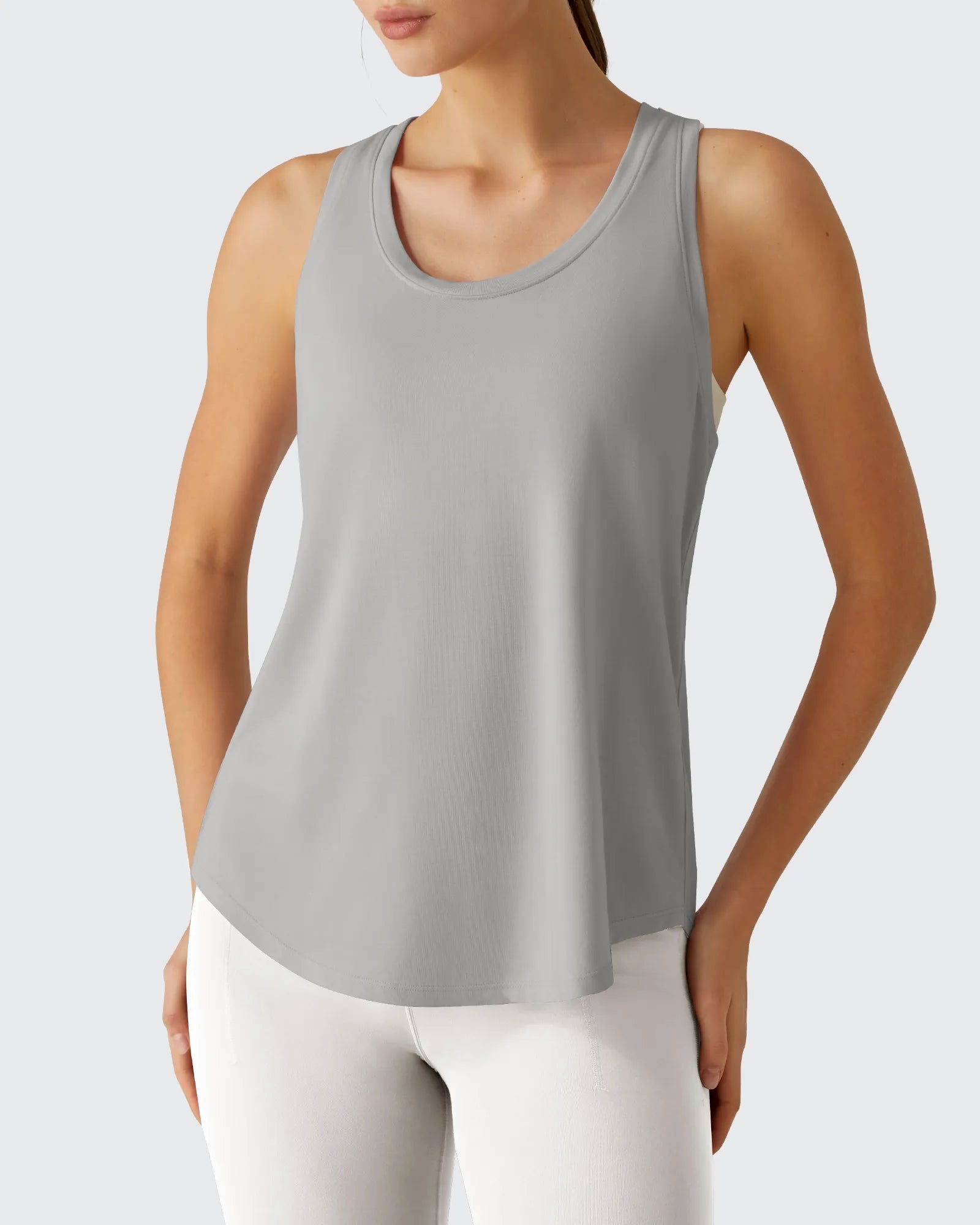 G4Free - Racerback Hip Length Scoop Neck Muscle Tank Tops -GF26L892C003A-S