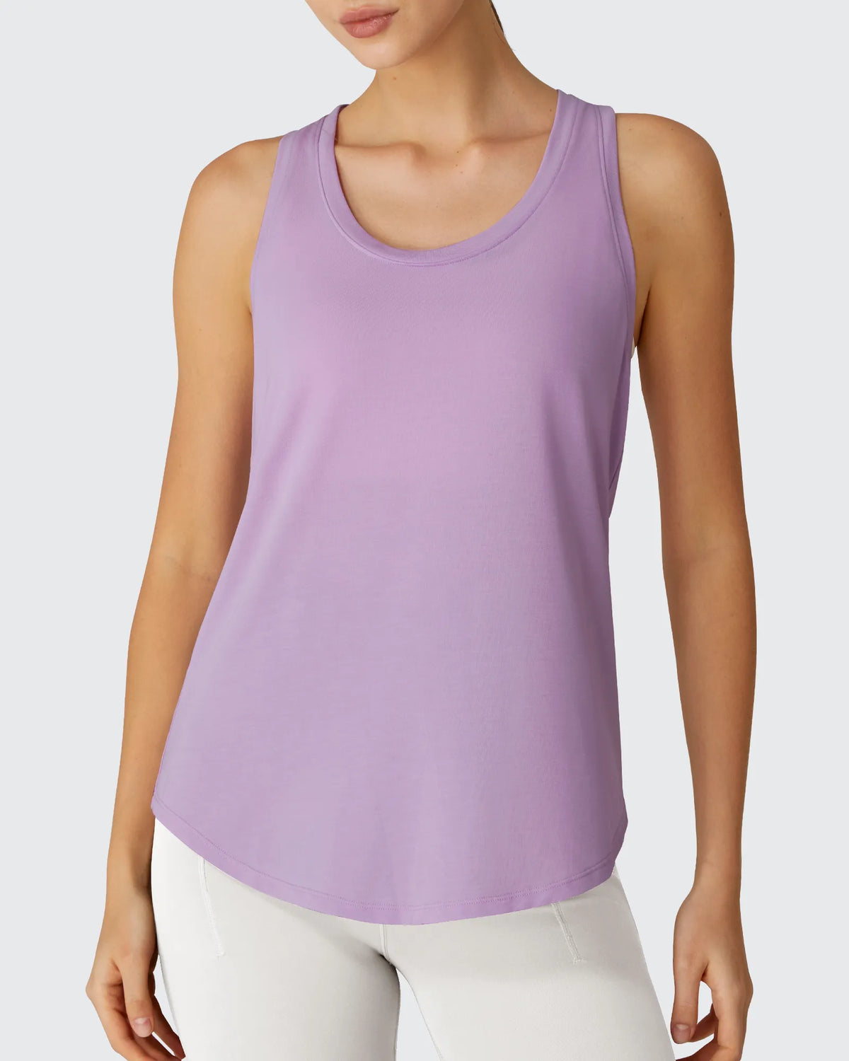 G4Free - Racerback Hip Length Scoop Neck Muscle Tank Tops -GF26L892D016F-XS